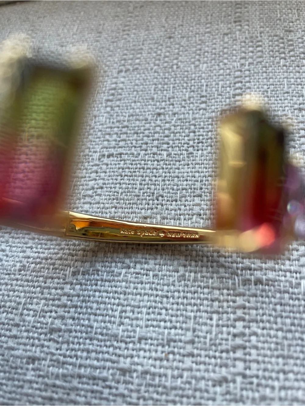 Kate Spade Gold-Tone Bicolor Pink and Green Crystal Cuff Bracelet